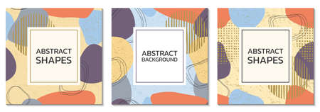 abstract background set. Modern design with seamless pattern and abstract shapes. Trendy cover,...