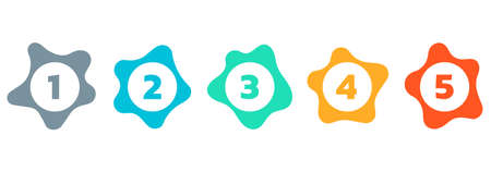 5 steps infograph. Business process info graphic template with 5 numbers in abstract fluid shapes. Modern timeline infographics for presentation, layout, flow chart. vector illustration.のイラスト素材