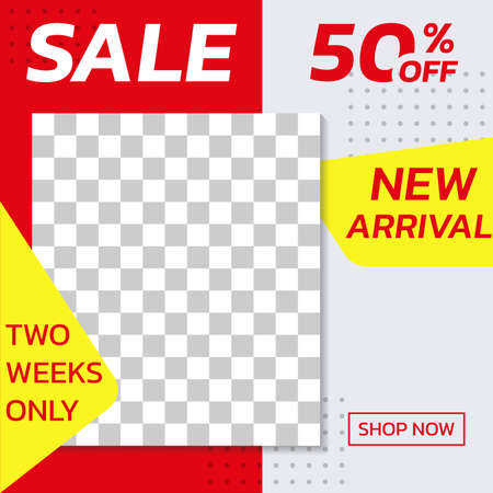 Sale banner template for social media post. Modern discount poster or frame for web advertising and promotion with 50 percent price off. vector illustration.のイラスト素材