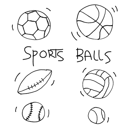 Sports balls. Vector pattern in doodle style.のイラスト素材