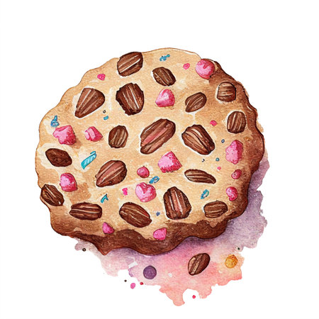 Watercolor cookie AI generative illustration.の素材