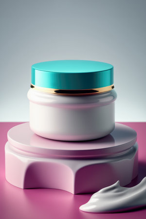 Moisturizing cream jar mockup. Beauty product, AI generative illustration.の素材