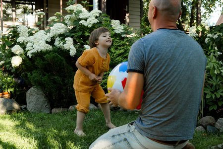 Summertime. Family lawn games.