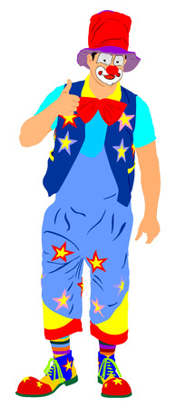 Full length clown portrait vector illustration isolated on white background.のイラスト素材