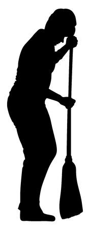 Woman washing and cleaning vector silhouette illustration. Household series vector illustration.のイラスト素材