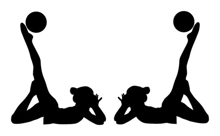 Ballet girl vector figure isolated on white background. Black silhouette illustration of gymnastic woman.のイラスト素材