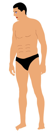 Man in swimwear on the beach vector illustration.のイラスト素材