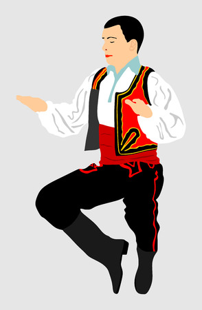 Balkan Dancer, vector illustration isolated on background. Folk dance in Europe.のイラスト素材