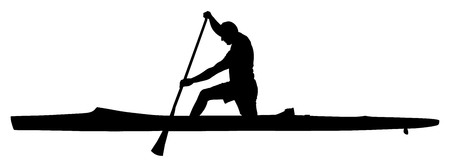 Kayaking vector silhouette. Kayaker vector.のイラスト素材