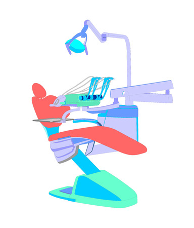 Dentist office vector silhouette illustration isolated on white background. Vector illustration for web and mobile applications. Dental chair vector illustration.のイラスト素材