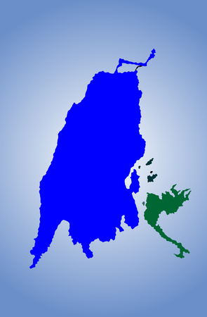 Island of Lefkada in Greece vector map high detailed silhouette illustration isolated on blue background.のイラスト素材