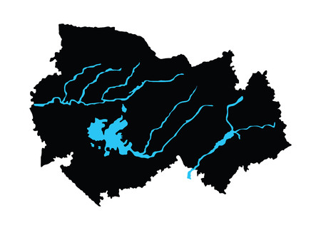 Novosibirsk Oblast vector map isolated on white background. High detailed silhouette illustration. Russia oblast map illustration. Novosibirskaya oblast map.のイラスト素材