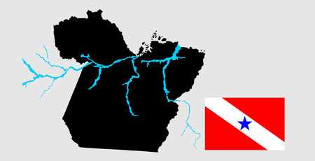 Para, Brazil, vector map isolated on white background. High detailed silhouette illustration. Para flag vector, Brazil.のイラスト素材