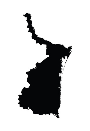 Tamaulipas, Mexico, vector map isolated on white background. High detailed silhouette illustration. Tamaulipas map, Mexico.のイラスト素材