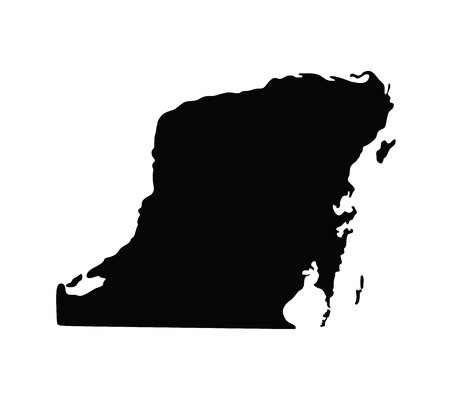 Yucatan Peninsula, Mexico, vector map isolated on white background. High detailed silhouette illustration.のイラスト素材