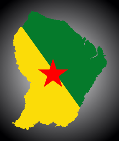 French Guiana vector map. French Guiana flag vector over map.のイラスト素材
