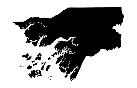 Guinea-Bissau vector map isolated on white background silhouette. High detailed illustration.のイラスト素材