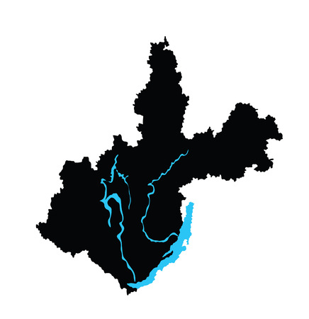 Irkutsk Oblast vector map isolated on white background. High detailed silhouette illustration. Russia oblast map illustration. Irkutskaya oblast map.のイラスト素材