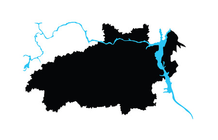 Ivanovo Oblast vector map isolated on white background. High detailed silhouette illustration. Russia oblast map illustration. Ivanovskaya oblast map.のイラスト素材