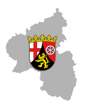 Coat of arms of Rhineland-Palatinate vector state Germany, Rhineland-Palatinat vector map illustration, high detailed black silhouette illustration isolated on white background. Province in Germany.のイラスト素材