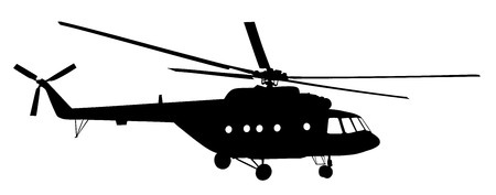 Silhouette of a helicopter vector illustration isolated on white background.のイラスト素材