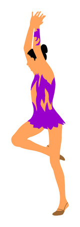 Athlete woman in gym exercise. Ballet girl vector figure isolated on white background. Silhouette illustration of gymnastic woman. Rhythmic Gymnastics vector.のイラスト素材