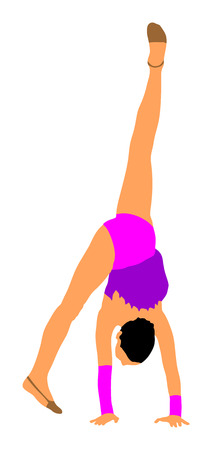 Athlete woman in gym exercise. Ballet girl vector figure isolated on white background. Silhouette illustration of gymnastic woman. Rhythmic Gymnastics vector.のイラスト素材