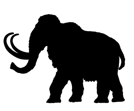 Mammoth vector silhouette illustration isolated on white background.のイラスト素材
