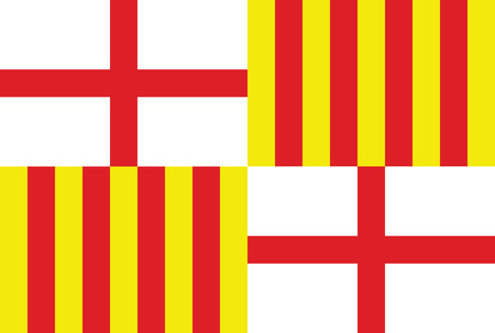 Barcelona city Spain country flag vector.のイラスト素材
