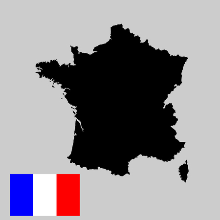 Vector map of France isolated on gray background.High detailed. France flag vector. Vector illustration.のイラスト素材