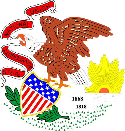 Illinois state flag vector, United states of America. Illinois coat of arms.のイラスト素材