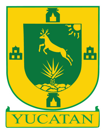 Vector flag of the Yucatan State, Mexico.  Coat of arms of Yucatan, Mexico state.のイラスト素材