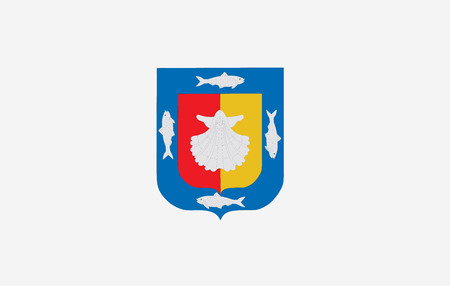 Vector flag of Baja California Sur, Mexico state. Coat of arms of Baja California Sur.のイラスト素材