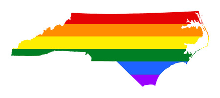 North Carolina pride gay map with rainbow flag colors. United States of America. Gay flag over North Carolina  state map. Rainbow flag.のイラスト素材