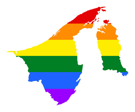 Brunei pride gay map with rainbow flag colors. Asian country.のイラスト素材