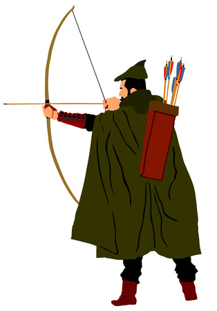 Archer vector illustration isolated on white background. Robin Hood vector. Traditional hunter in hunting.のイラスト素材