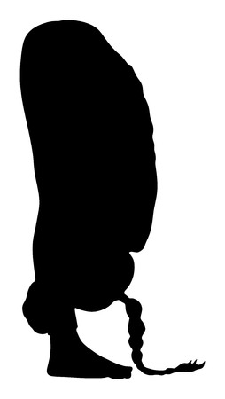 Woman exercises yoga, Standing forward bend yoga pose vector silhouette illustration isolated on white background.のイラスト素材