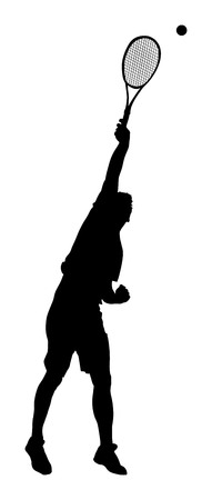 Tennis player vector silhouette isolatedのイラスト素材