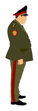 Soviet army officer in uniform vector illustration. Russian general marshal profile vector. Soldier in uniform. Military commander. Marsh officer in a ceremonial procession. Military parade.のイラスト素材