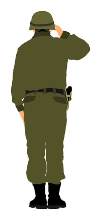 Saluting army soldier's  vector isolated on white background.  (Memorial day, Veteran's day, 4th of july, Independence day). WW2 soldier.のイラスト素材