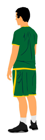 Basketball player vector illustration isolated on white background. Fight for the ball. defense and attack positions thinking during worming up activity. Street basket sport.のイラスト素材
