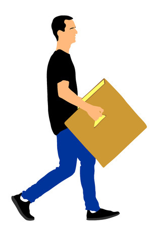 Delivery man carrying box vector illustration.のイラスト素材
