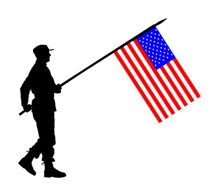 United States of America soldier with flagのイラスト素材