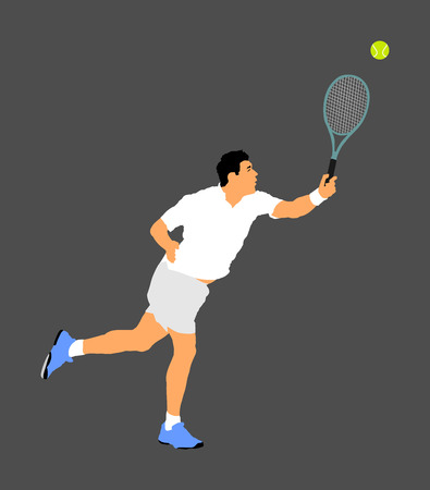 Tennis player in action vector illustration isolated on background.のイラスト素材