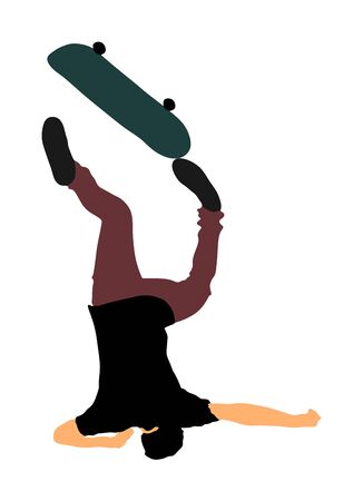 Skater falls on the street. Injured athletes accident. Extreme sportsman in skate park jump trick. Skateboarder vector illustration isolated on white background. Outdoor urban action. Sport accident.のイラスト素材