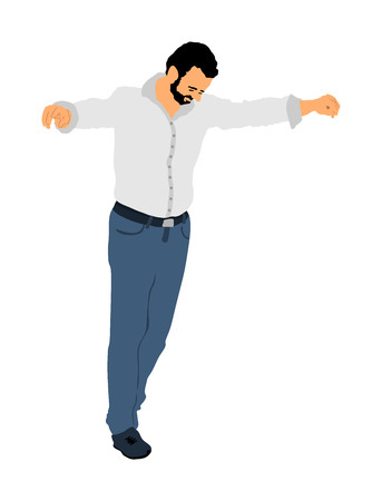 A Greek Evzone dancing vector isolated on white background. Traditional folk dance. Dancing man vector illustration. Traditional Balkan dance folklore kolo. Sirtaki, Syrtaki, dance. Wedding dance.のイラスト素材