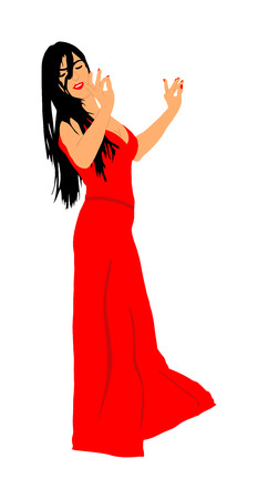 Belly dancer woman coquette vector isolated on white background. Traditional Arab entertainment oriental dance. Sensual movement erotic lady. Middle east culture. Sheikh amusement in haremのイラスト素材