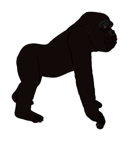 Gorilla vector illustration isolated on white background. Big monkey symbol. Wild life from Africa. Family of primates. Male Gorilla, King Kong sign.のイラスト素材