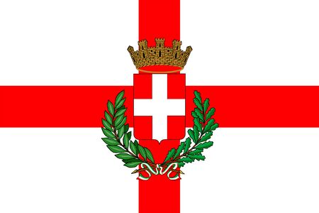 Flag of Milan vector illustration, symbol of city in Italy and the capital of Lombardy.のイラスト素材