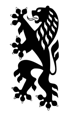 Lion animal symbol from Dresden coat of arms, isolated on white background, Saxony state, Germany.のイラスト素材